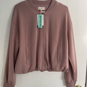 Women's Skies Are Blue Dela Bubble Hem Bomber Jacket in medium